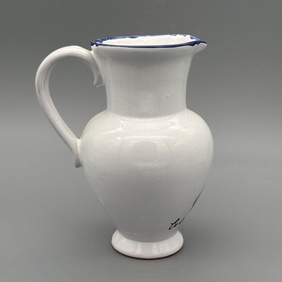 Vintage Himark Portugal Terracotta Pitcher Signed Celina with Hand-Painted Grape - Picture 5 of 10